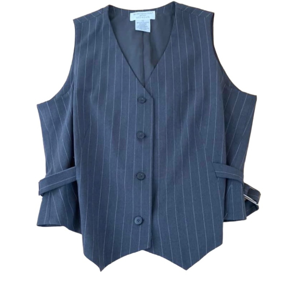 WORTHINGTON Petites Vintage Gray Pinstripe Tailored Waistcoat Classic Vest